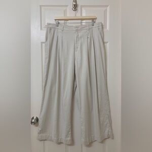 Maeve Beige Wide Leg Pleated Linen Blend Pants XL Petite Summer Boho Coastal